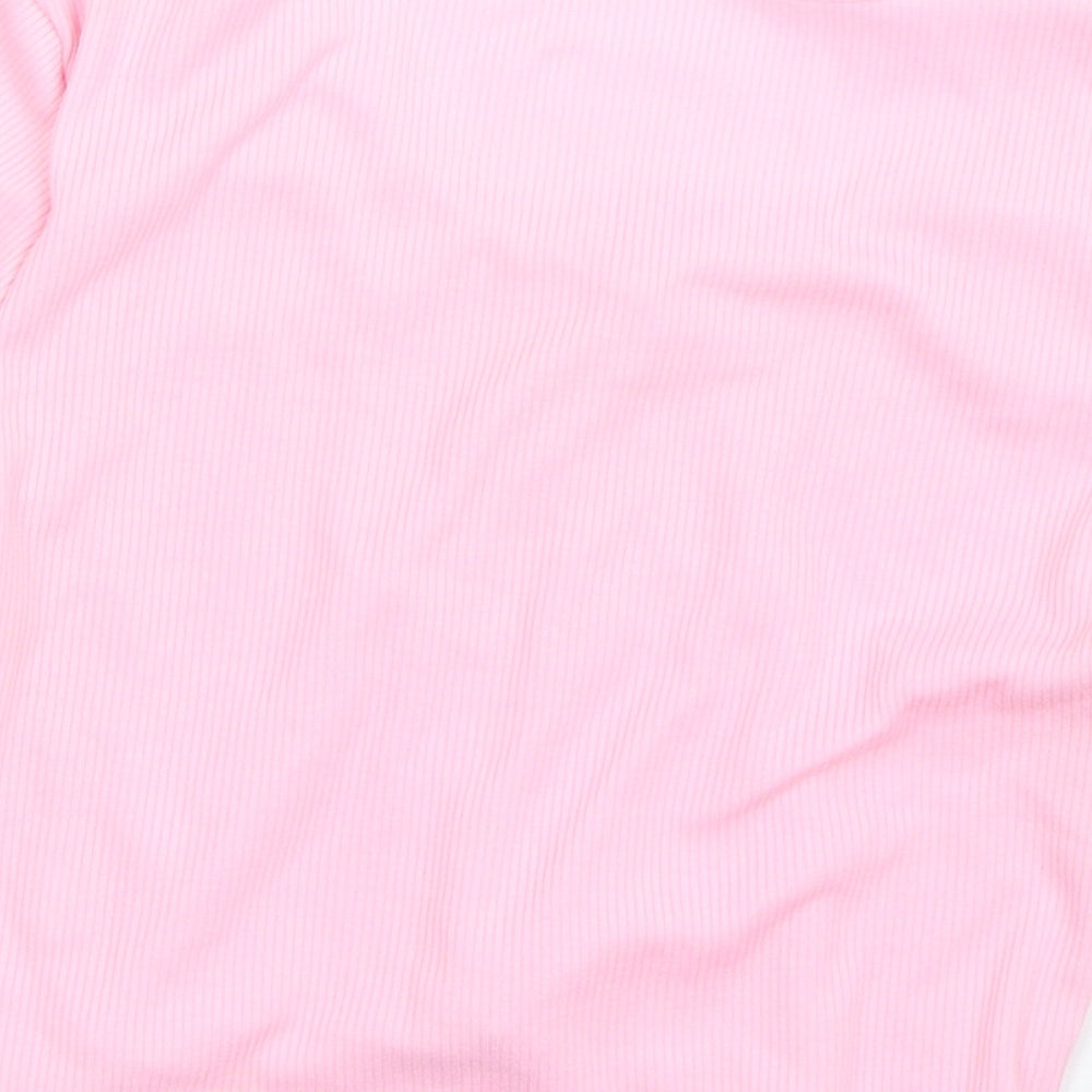 Preworn Womens Pink Collared  Polyester Shrug Jumper Size M