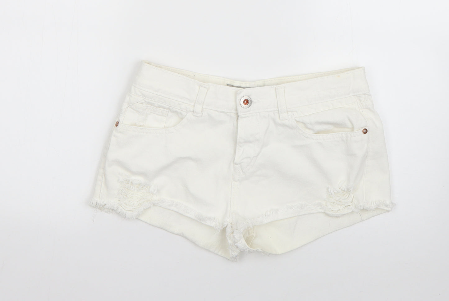 Denim Co Womens White  Cotton Hot Pants Shorts Size 12  Regular