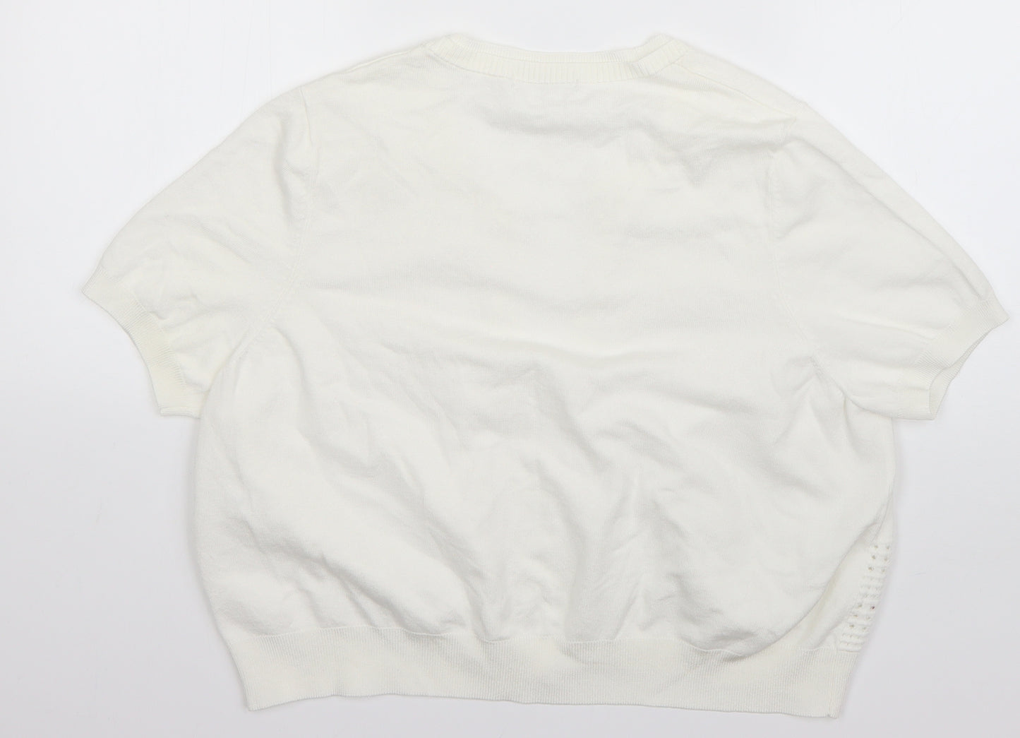 TU Womens White Round Neck  Viscose Cardigan Jumper Size 16