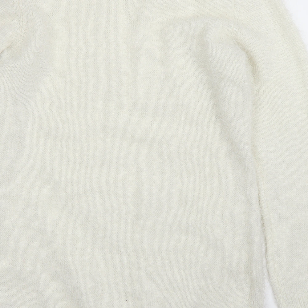 Studio Womens White Round Neck  Polyester Pullover Jumper Size 14