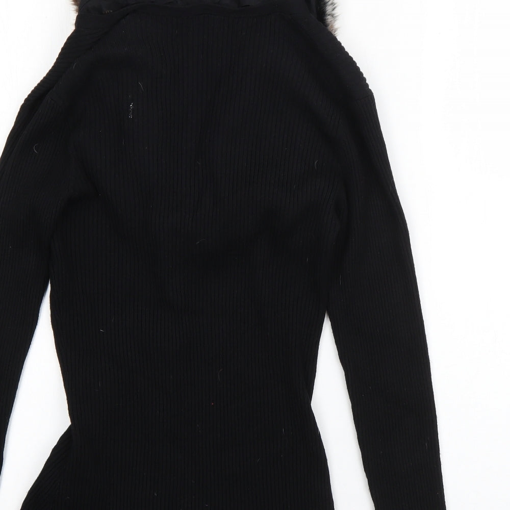 Florence & Fred Womens Black V-Neck  Acrylic Pullover Jumper Size 8