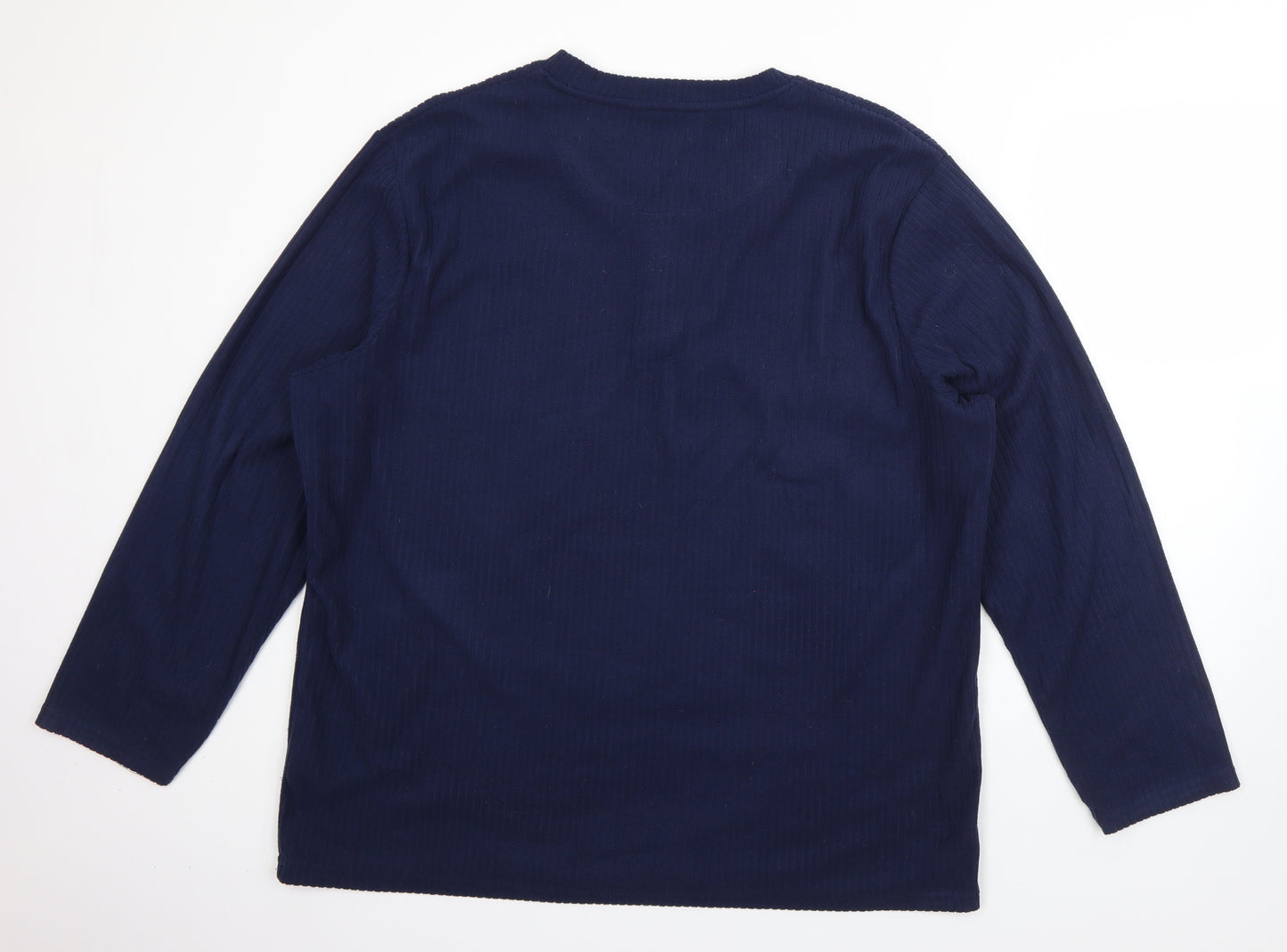 Avenue Mens Blue Round Neck  Polyester Cardigan Jumper Size 2XL