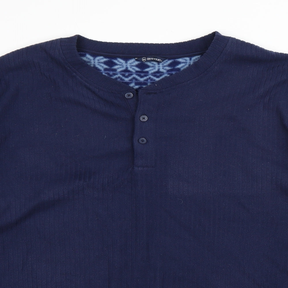 Avenue Mens Blue Round Neck  Polyester Cardigan Jumper Size 2XL
