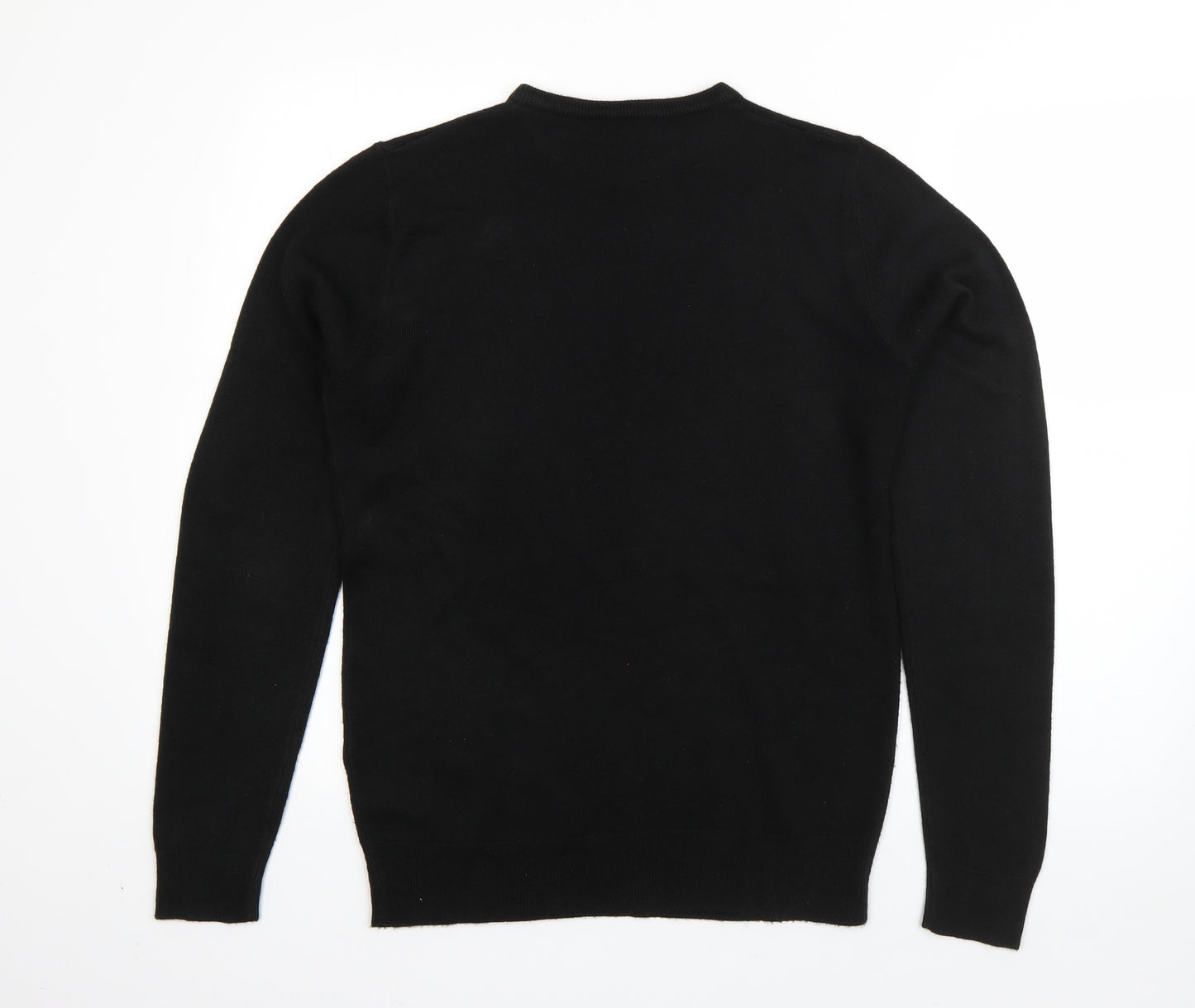 Cedar Wood State Mens Black Round Neck  Polyester Pullover Jumper Size S
