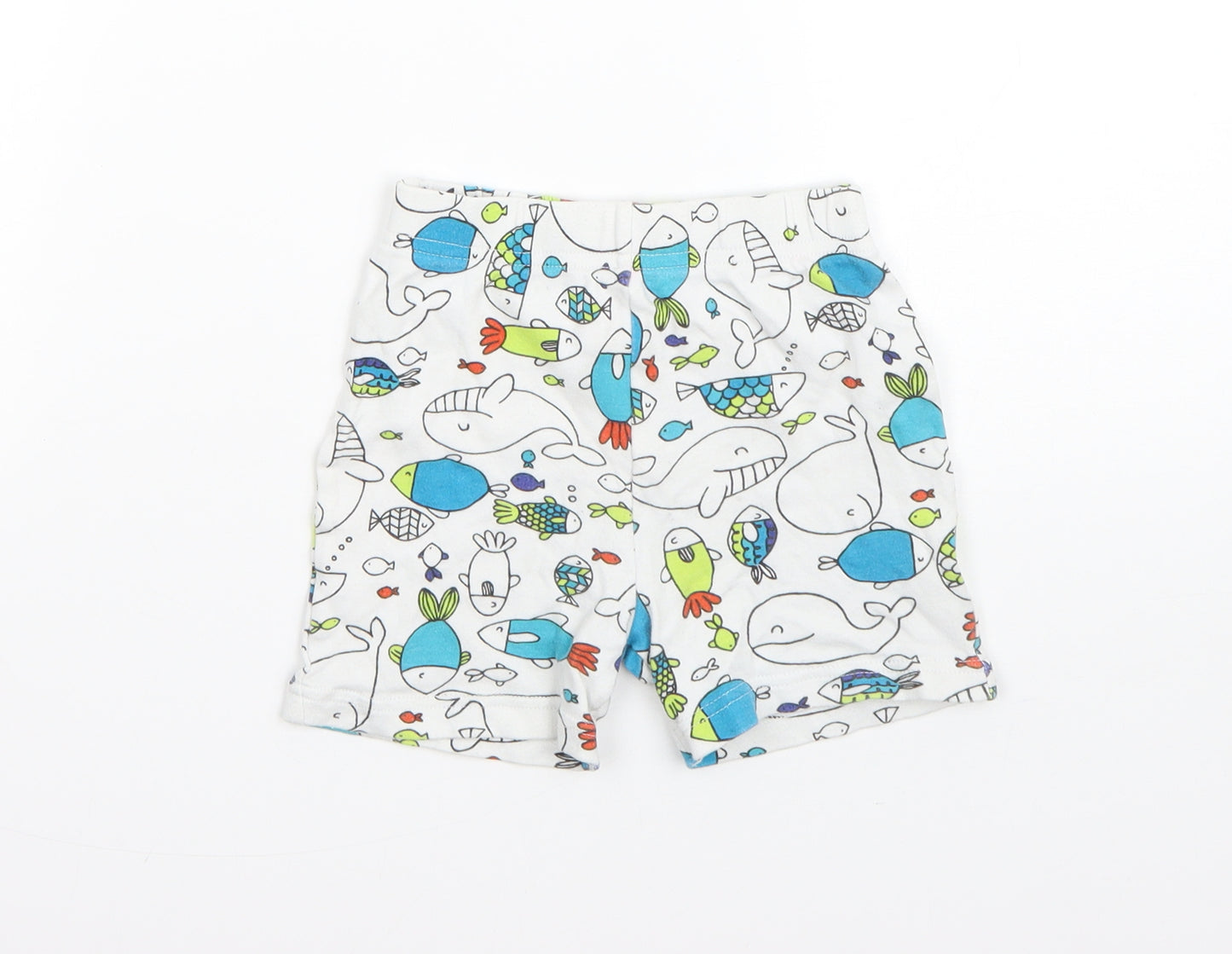 George Boys White  Cotton Sweatpants Trousers Size 12 Months   - sea animals