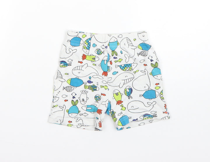 George Boys White  Cotton Sweatpants Trousers Size 12 Months   - sea animals