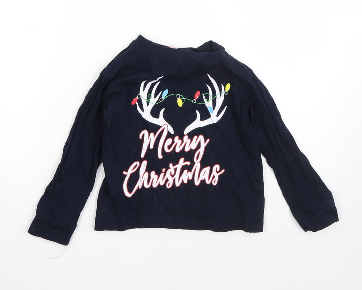 Kids Boys Blue Cotton Pyjama Top Size 4-5 Years - christmas