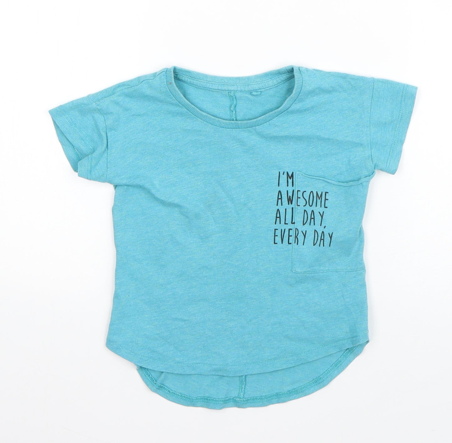 NEXT Boys Blue  Cotton Basic T-Shirt Size 12-18 Months Round Neck