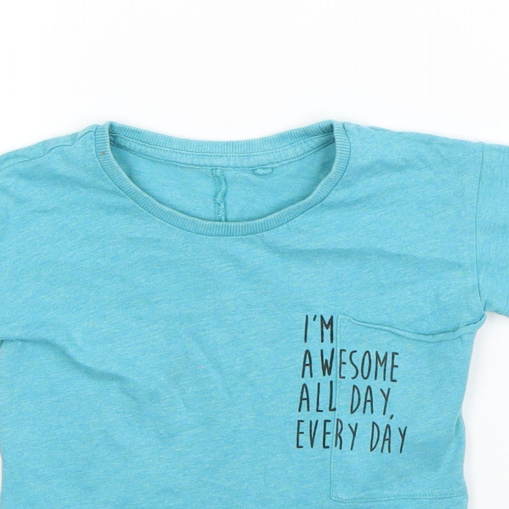 NEXT Boys Blue  Cotton Basic T-Shirt Size 12-18 Months Round Neck