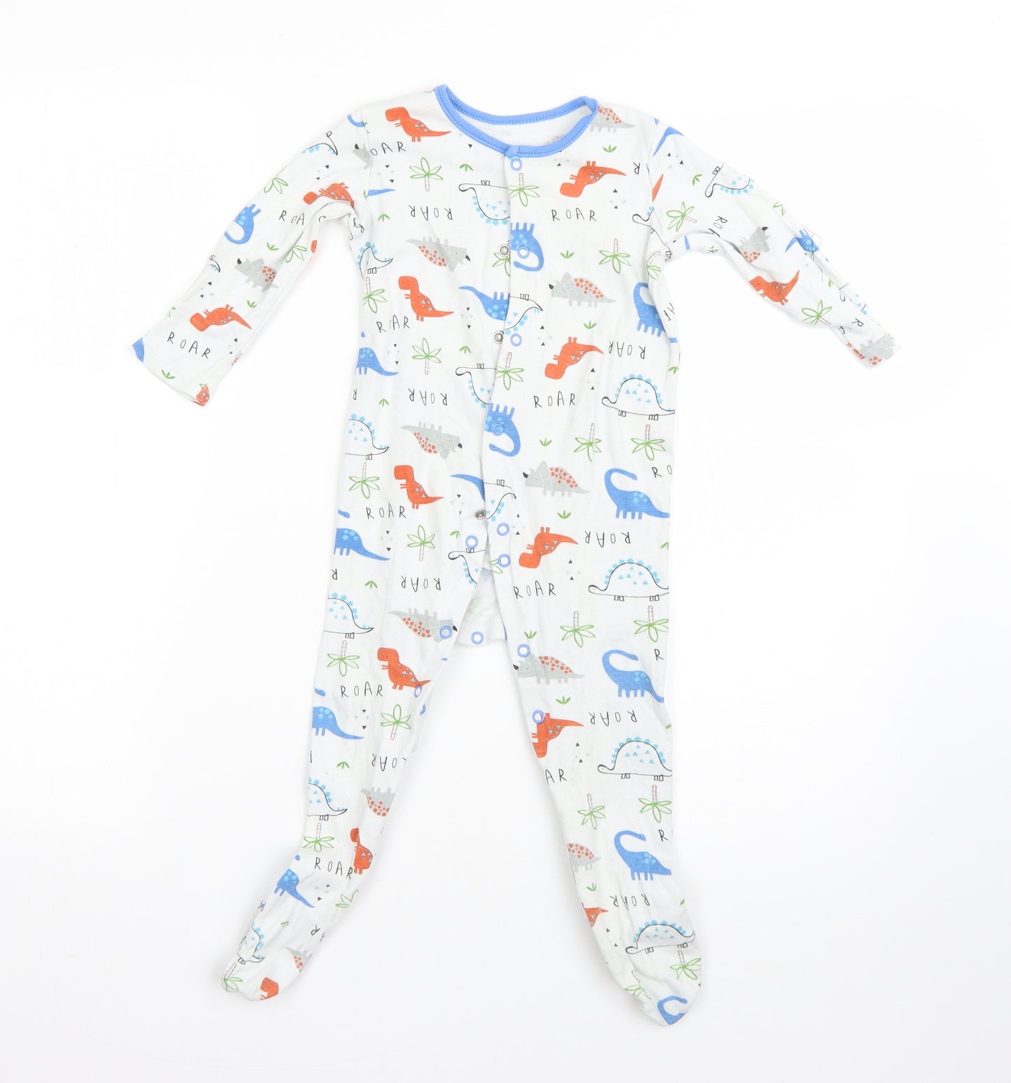 George Boys White  100% Cotton Babygrow One-Piece Size 12-18 Months   - dinosaurs
