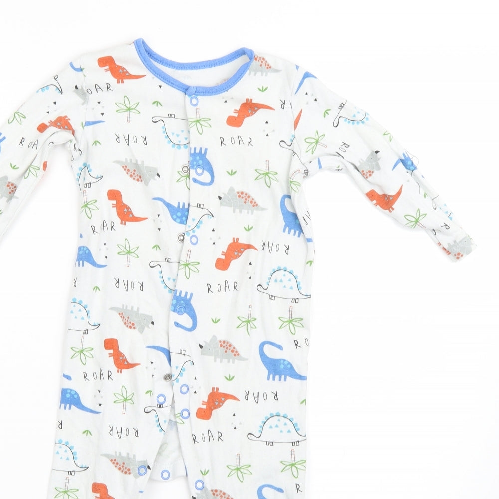 George Boys White  100% Cotton Babygrow One-Piece Size 12-18 Months   - dinosaurs