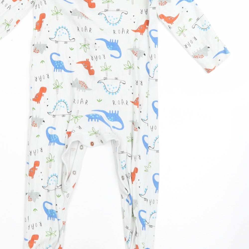 George Boys White  100% Cotton Babygrow One-Piece Size 12-18 Months   - dinosaurs