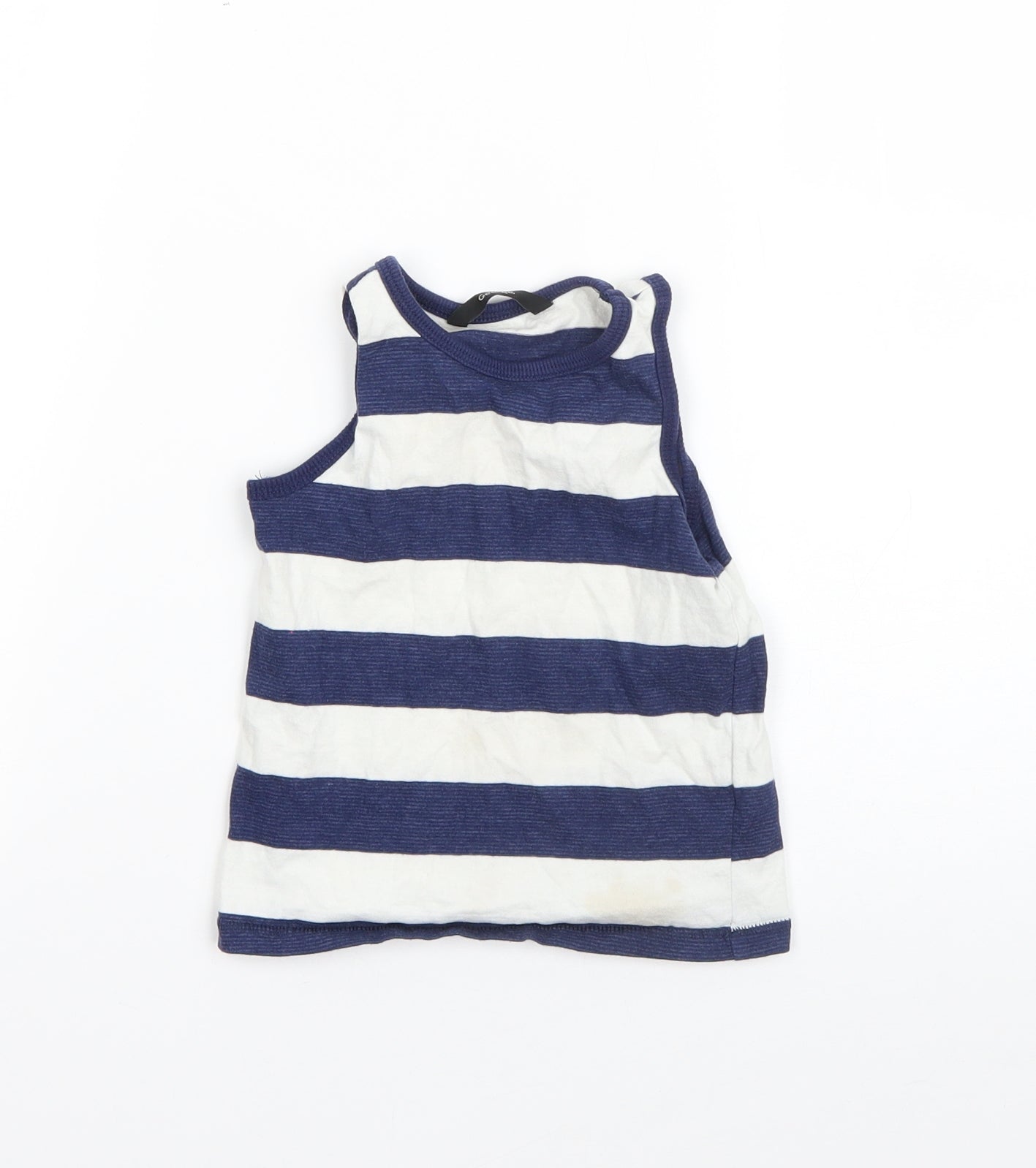 George Boys Blue Striped Cotton Basic Tank Size 18-24 Months Round Neck