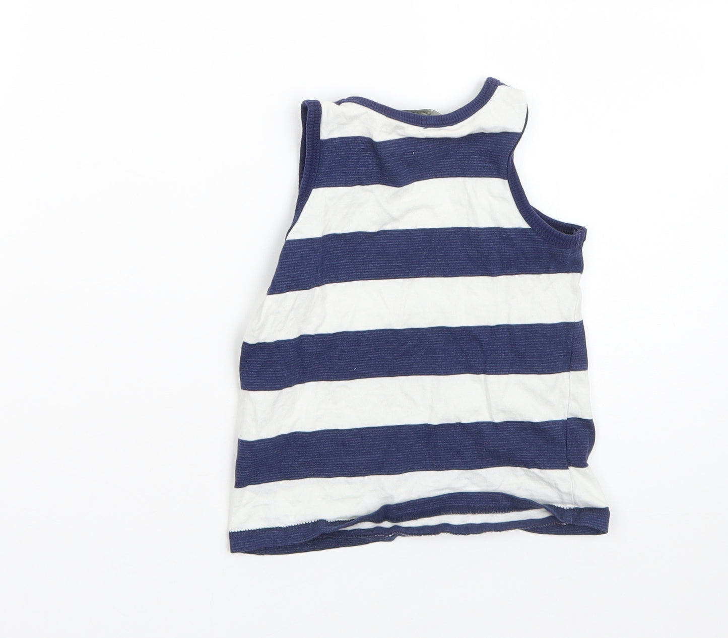 George Boys Blue Striped Cotton Basic Tank Size 18-24 Months Round Neck