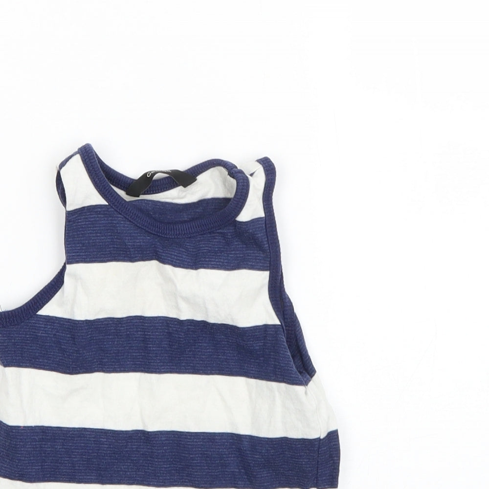 George Boys Blue Striped Cotton Basic Tank Size 18-24 Months Round Neck