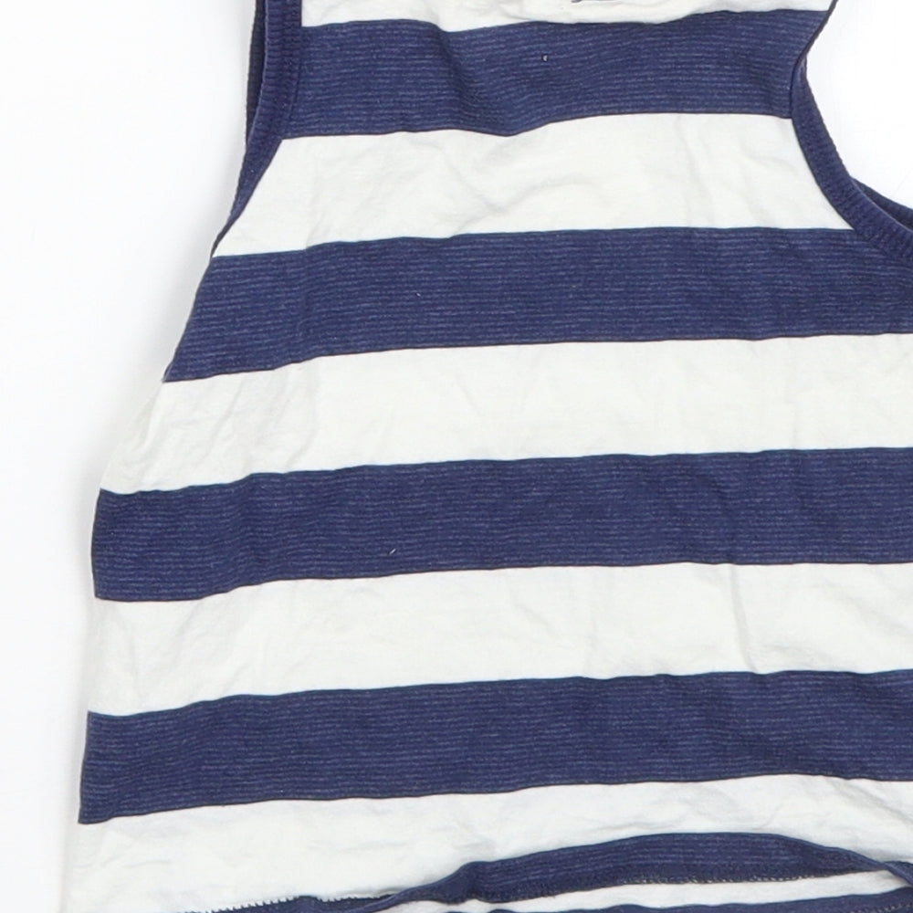 George Boys Blue Striped Cotton Basic Tank Size 18-24 Months Round Neck