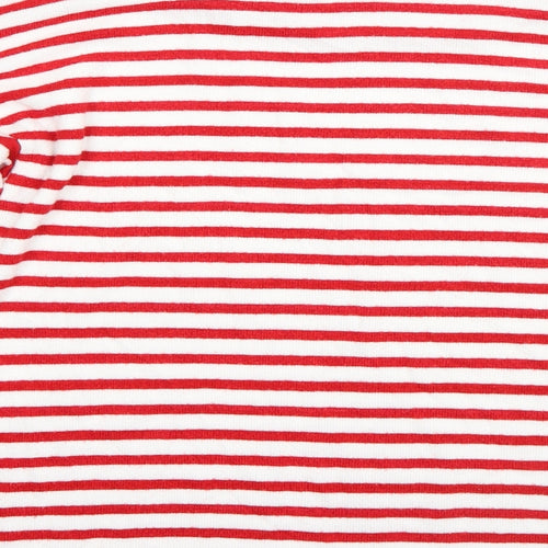 H&M Mens White Round Neck Striped Viscose Pullover Jumper Size S