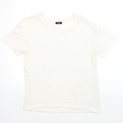 F&F Womens White Round Neck  Acrylic Pullover Jumper Size 8
