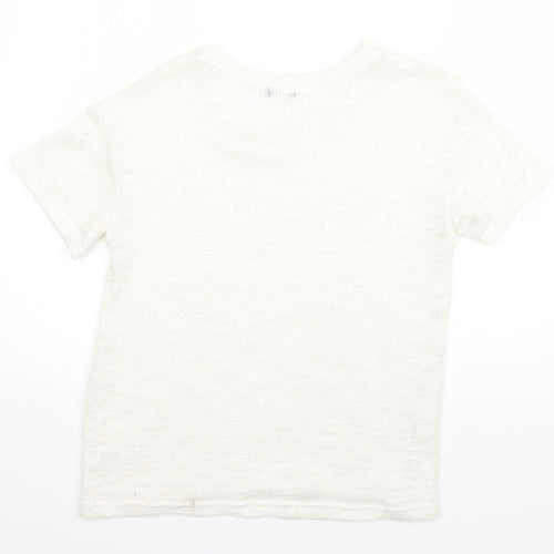 F&F Womens White Round Neck  Acrylic Pullover Jumper Size 8