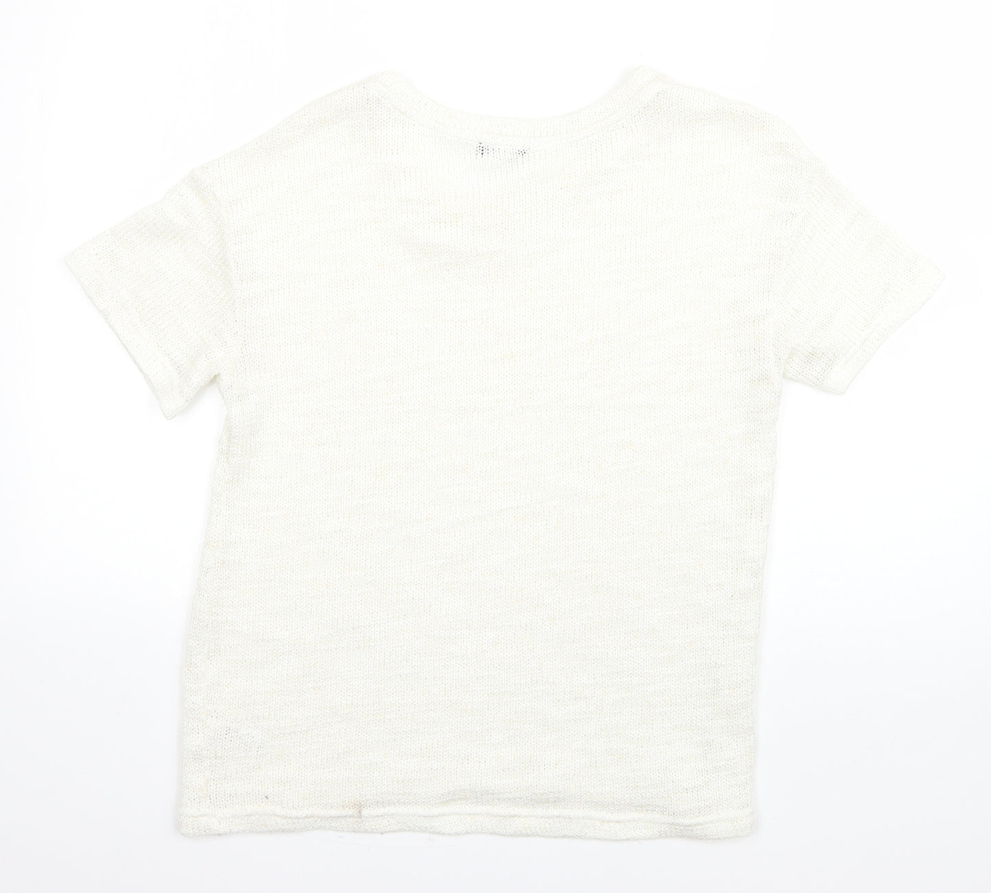 F&F Womens White Round Neck  Acrylic Pullover Jumper Size 8