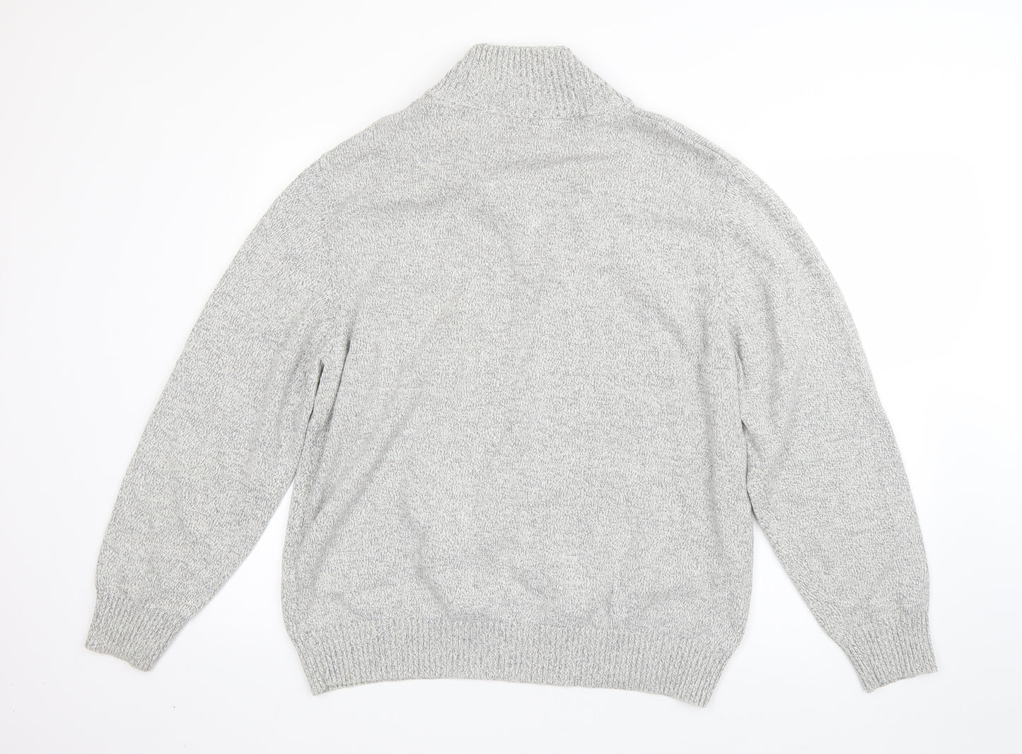 TU Mens Grey High Neck  Cotton Pullover Jumper Size XL
