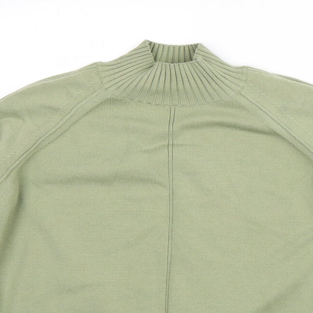 Warehouse Womens Green High Neck  Polyester Pullover Jumper Size 10