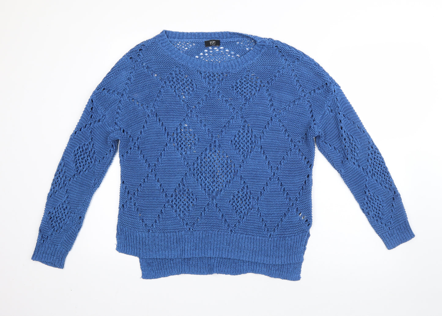 F&F Womens Blue Round Neck  Acrylic Pullover Jumper Size 14