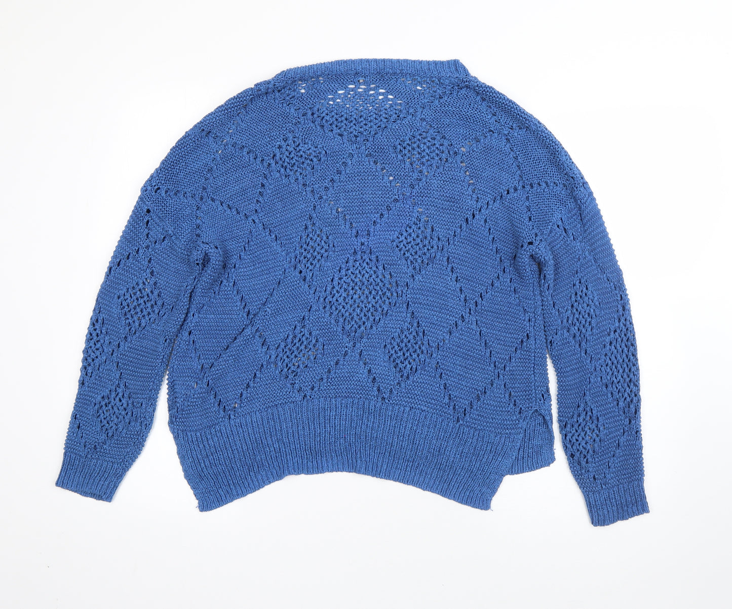 F&F Womens Blue Round Neck  Acrylic Pullover Jumper Size 14
