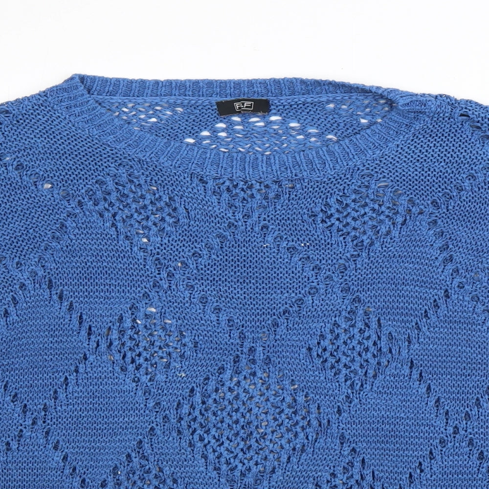 F&F Womens Blue Round Neck  Acrylic Pullover Jumper Size 14