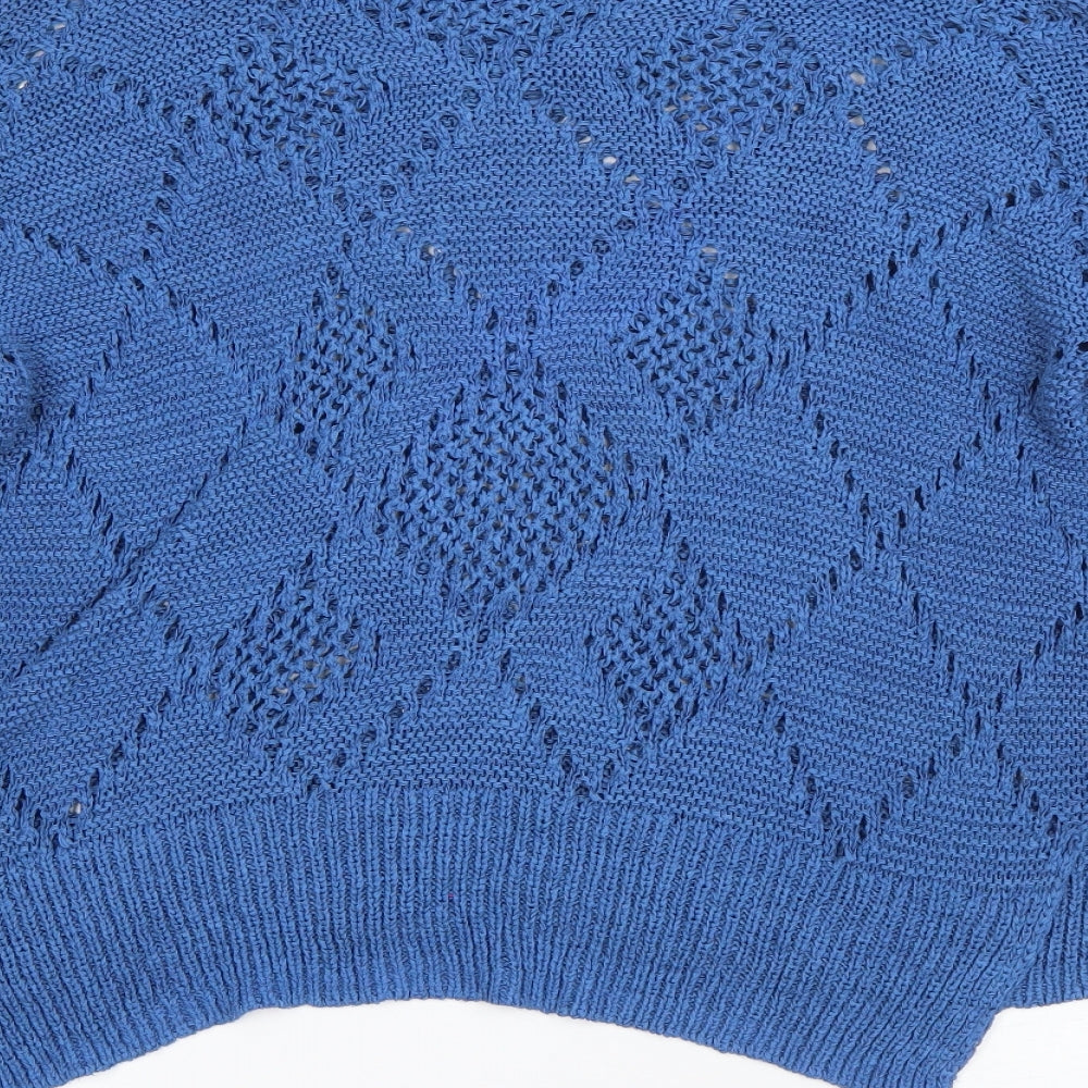 F&F Womens Blue Round Neck  Acrylic Pullover Jumper Size 14