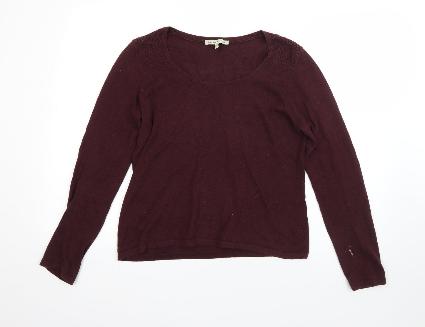 Laura Ashley Womens Red Round Neck  Cotton Pullover Jumper Size 12