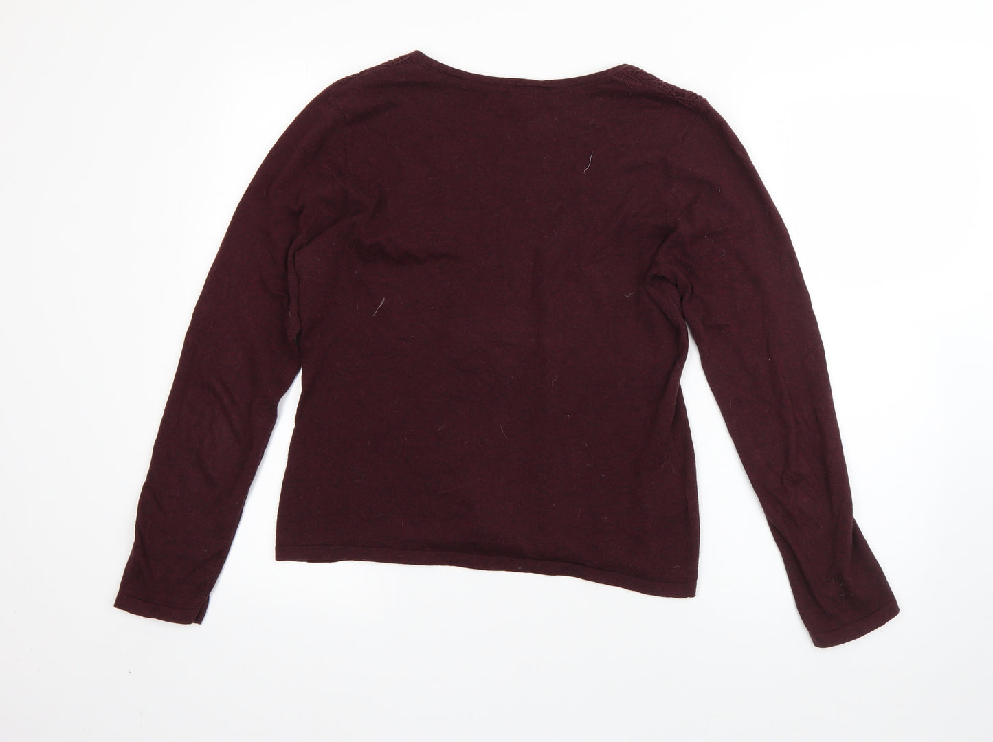 Laura Ashley Womens Red Round Neck  Cotton Pullover Jumper Size 12
