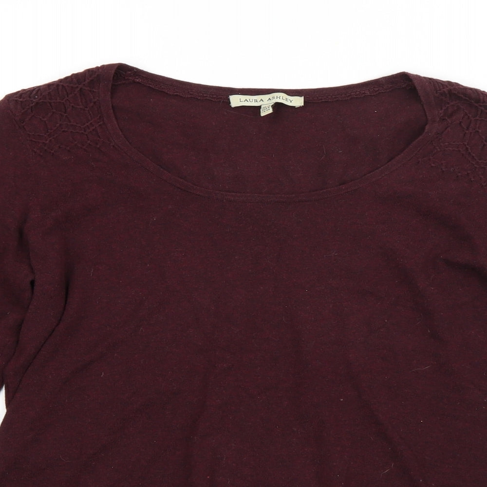 Laura Ashley Womens Red Round Neck  Cotton Pullover Jumper Size 12