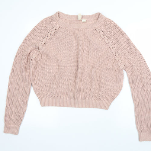 Divided Womens Pink Roll Neck  Cotton Pullover Jumper Size M