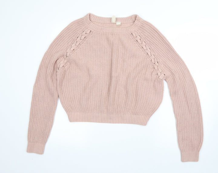 Divided Womens Pink Roll Neck Cotton Pullover Jumper Size M