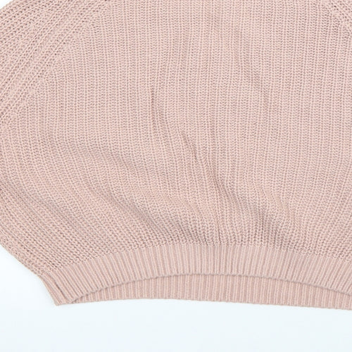 Divided Womens Pink Roll Neck  Cotton Pullover Jumper Size M