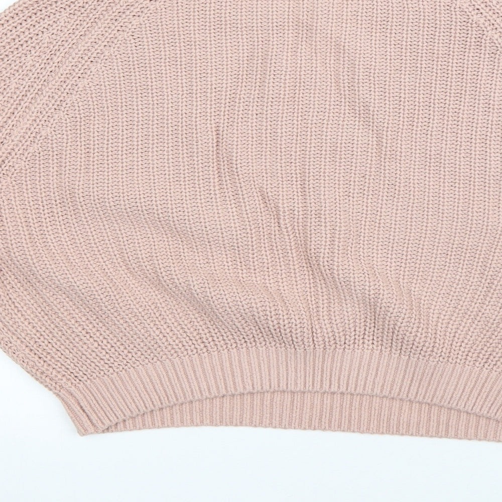 Divided Womens Pink Roll Neck  Cotton Pullover Jumper Size M