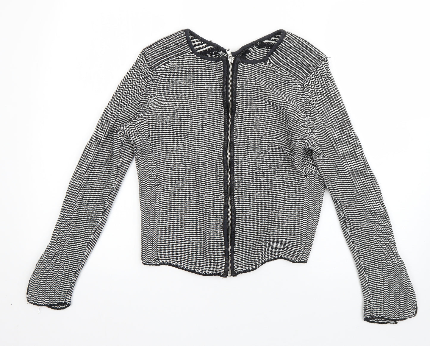 H&M Womens Black Round Neck  Cotton Full Zip Jumper Size M