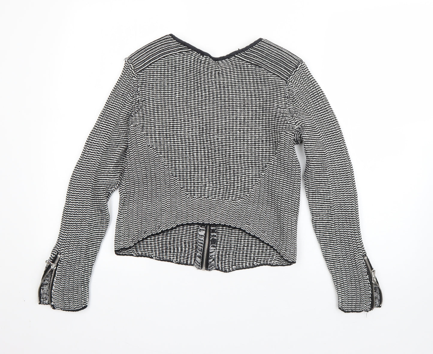 H&M Womens Black Round Neck  Cotton Full Zip Jumper Size M