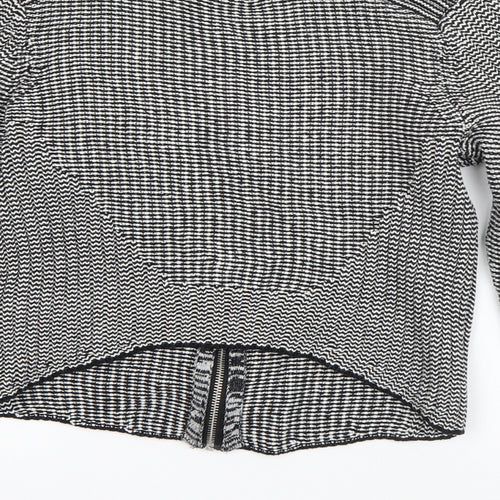 H&M Womens Black Round Neck  Cotton Full Zip Jumper Size M