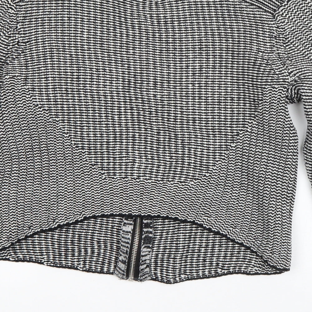 H&M Womens Black Round Neck  Cotton Full Zip Jumper Size M