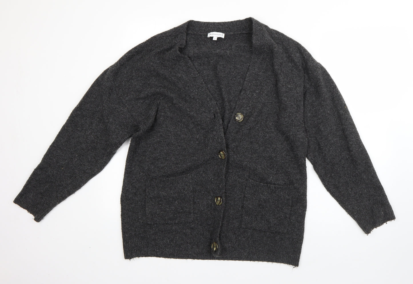 Warehouse Womens Black V-Neck  Acrylic Cardigan Jumper Size 12
