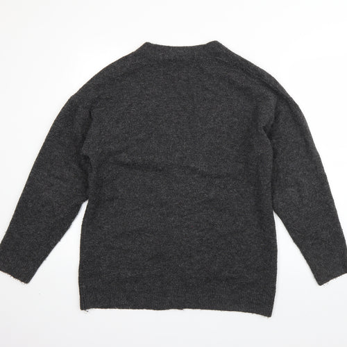 Warehouse Womens Black V-Neck  Acrylic Cardigan Jumper Size 12