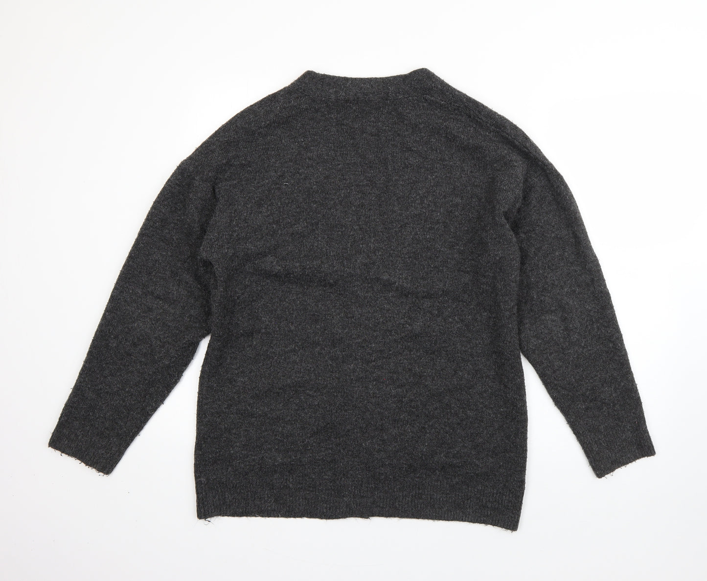 Warehouse Womens Black V-Neck  Acrylic Cardigan Jumper Size 12