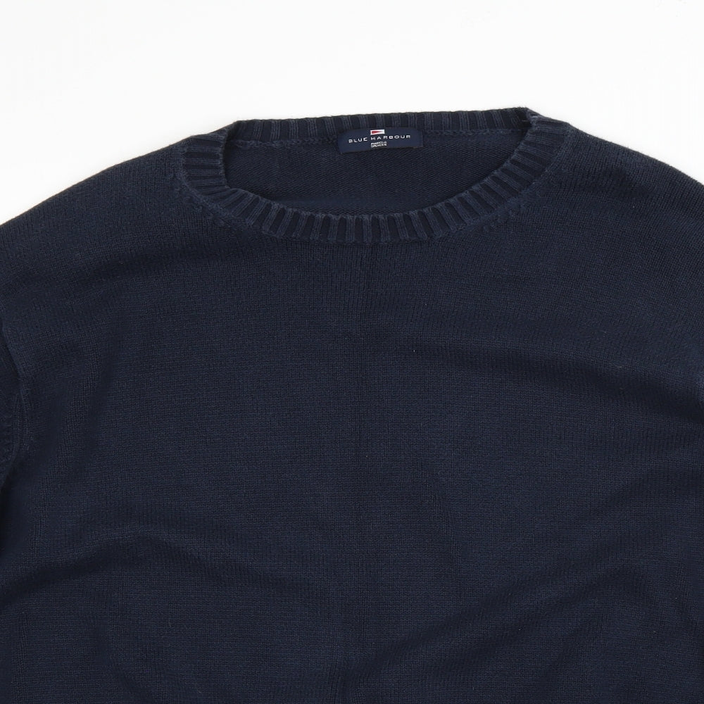 M&S Mens Blue Round Neck  Cotton Pullover Jumper Size 2XL