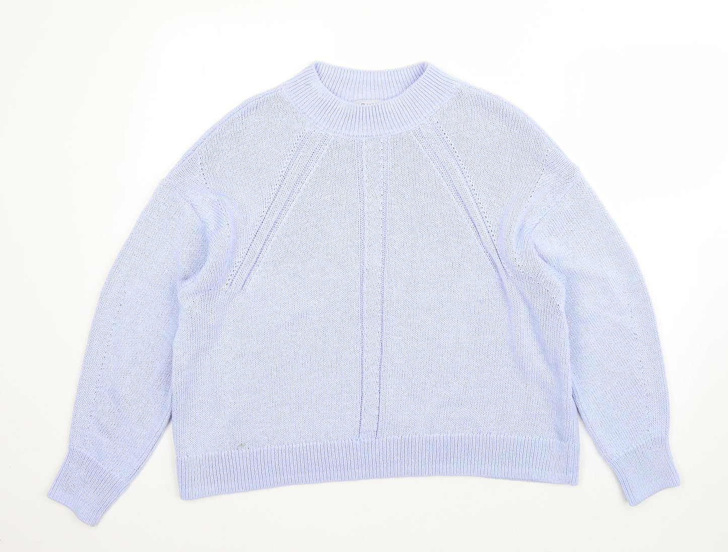 M&S Womens Blue High Neck  Acrylic Pullover Jumper Size M