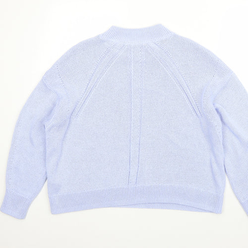 M&S Womens Blue High Neck  Acrylic Pullover Jumper Size M