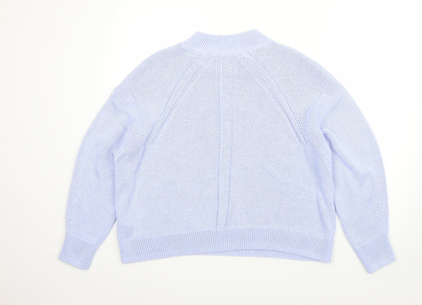 M&S Womens Blue High Neck  Acrylic Pullover Jumper Size M