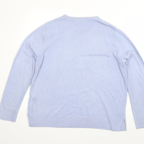 M&S Womens Blue Round Neck  Acrylic Pullover Jumper Size 16