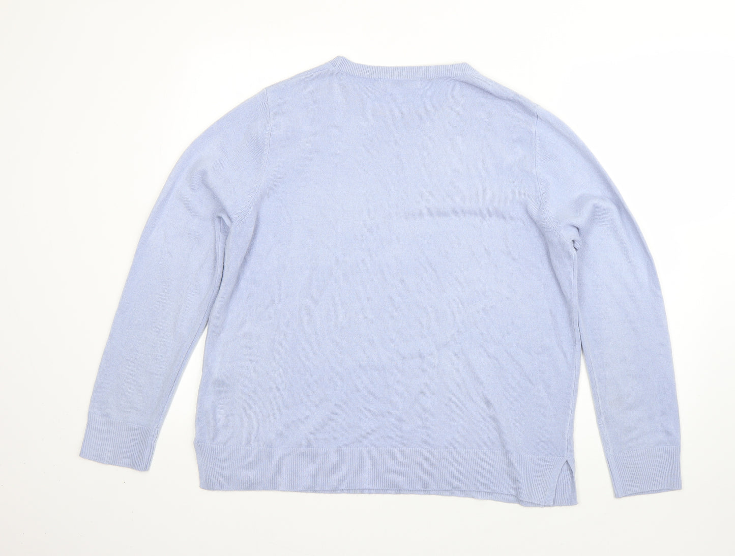 M&S Womens Blue Round Neck  Acrylic Pullover Jumper Size 16